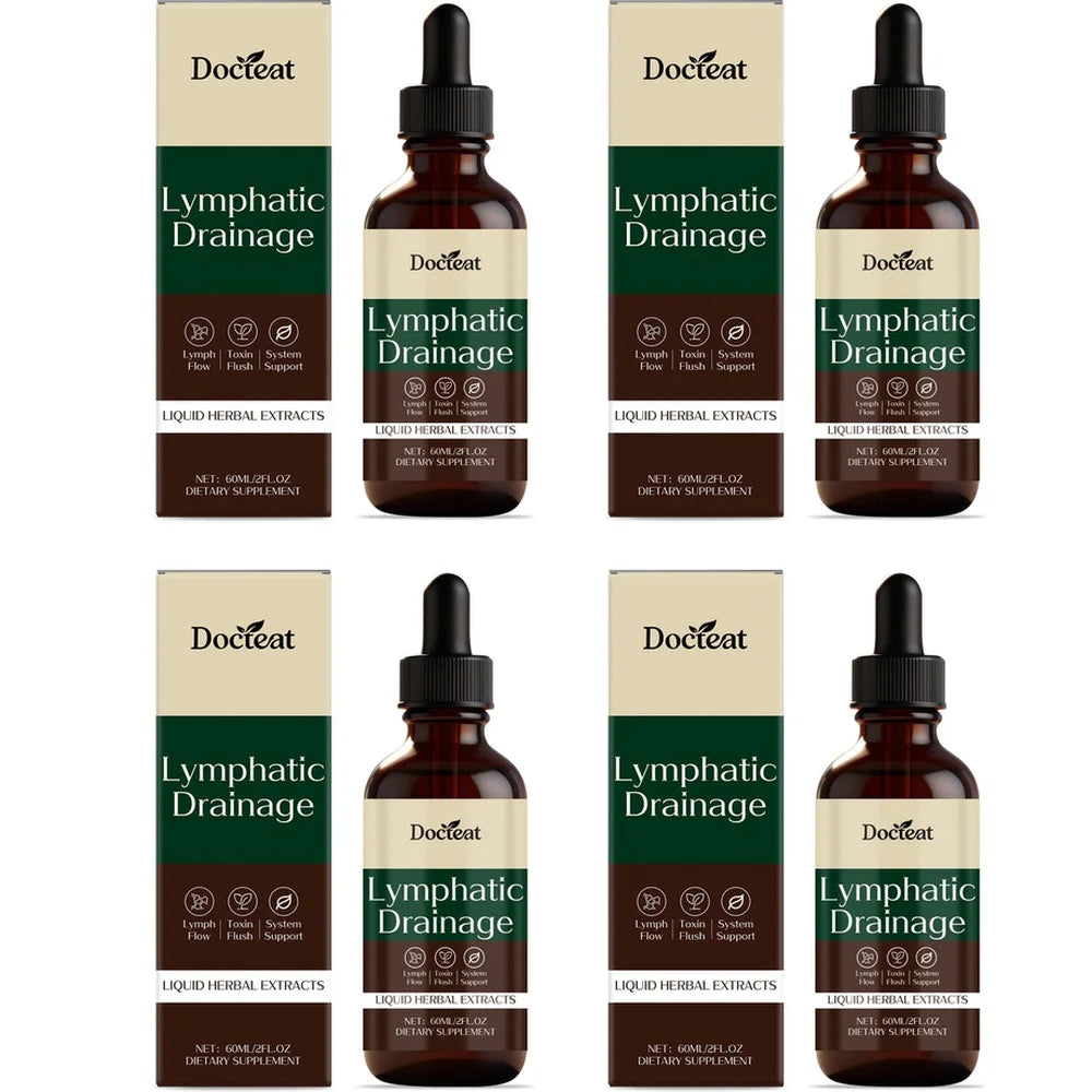Docteat Lymphatic Drainage Liquid Herbal Extract Drops for Metabolic Needs Support with Cleavers Red Clover Stillingia 60 ML