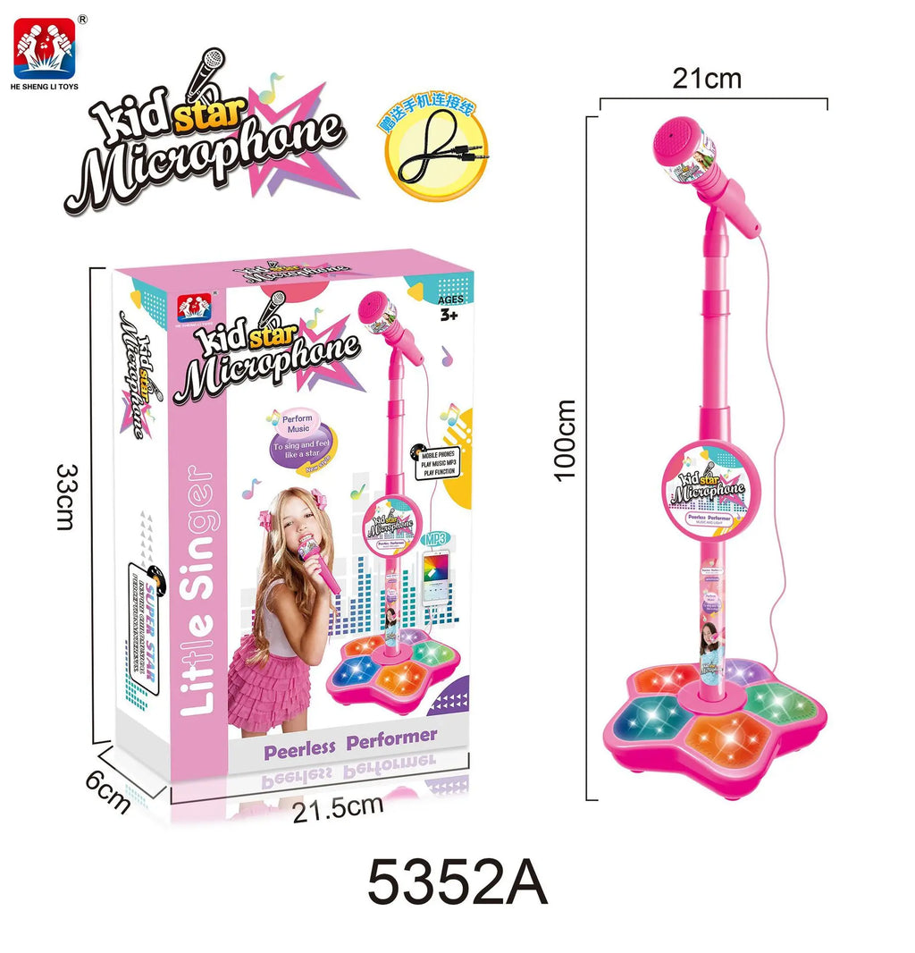 K019 Toys Witch Hunters Microphone With Adjustable Stand Led Lights Support Mp3 Playback Karaoke Singing Music Performance Gift
