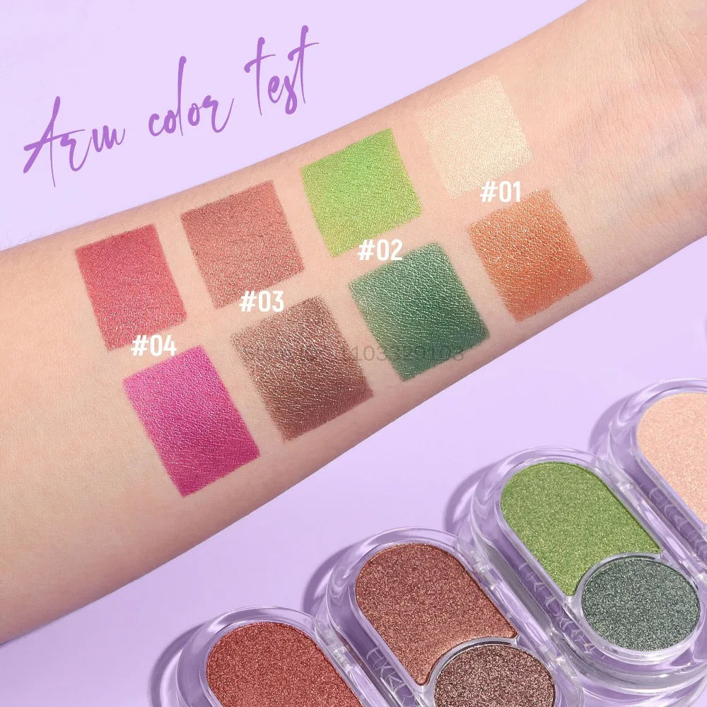 Glitter Blue Green Eyeshadow Palette 2-Color Matte Shiny Eye Shadow Dark Punk Eyes Pigment Waterproof Halloween Makeup Cosmetics