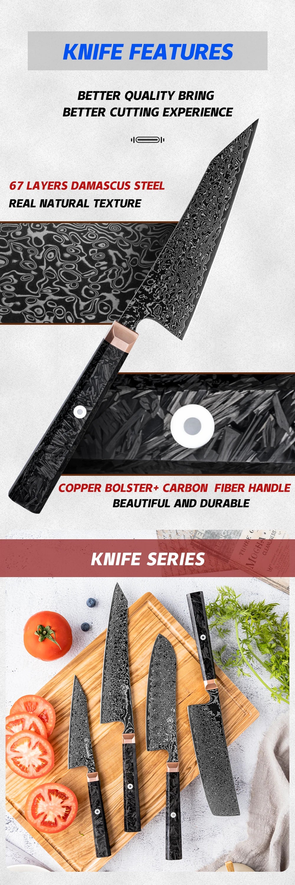 Grandsharp 5.4 Inch Bunka Knife 67 layers Damascus Steel Sharp Blade Kitchen Tool Cook Knives Meat Slicer Cooking Cutter
