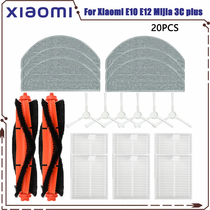 For Xiaomi Robot Vacuum E10 E12 E10C C103 Mijia 3C Plus / 3C Pro Spare Parts Accessories Main Side Brush Filter Mop