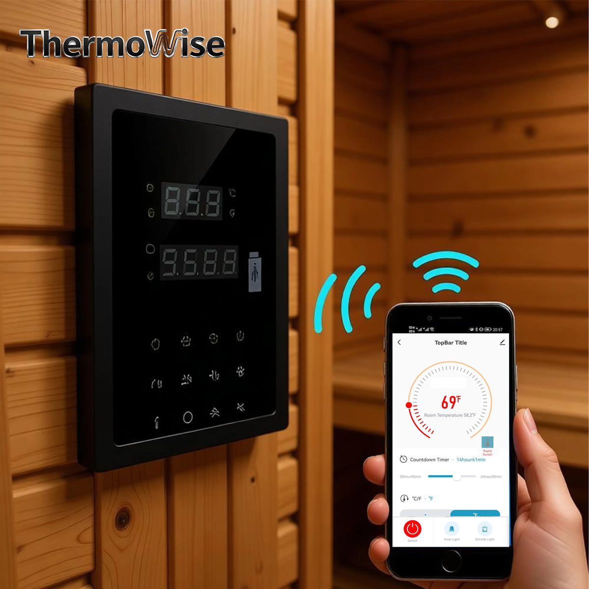 WIFI Music Bluetooth Sauna Heater Control Kit for Multifunctional 220V/380V Switch Panel Work Sauna Room Temperature Adjustment