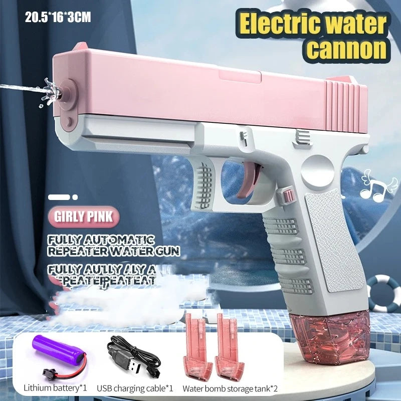 @Space Electric Water Gun Energy Ring Burst Transformation LED Lights Large Capacity Full Auto Continuous Fire Squirt Gun Toy