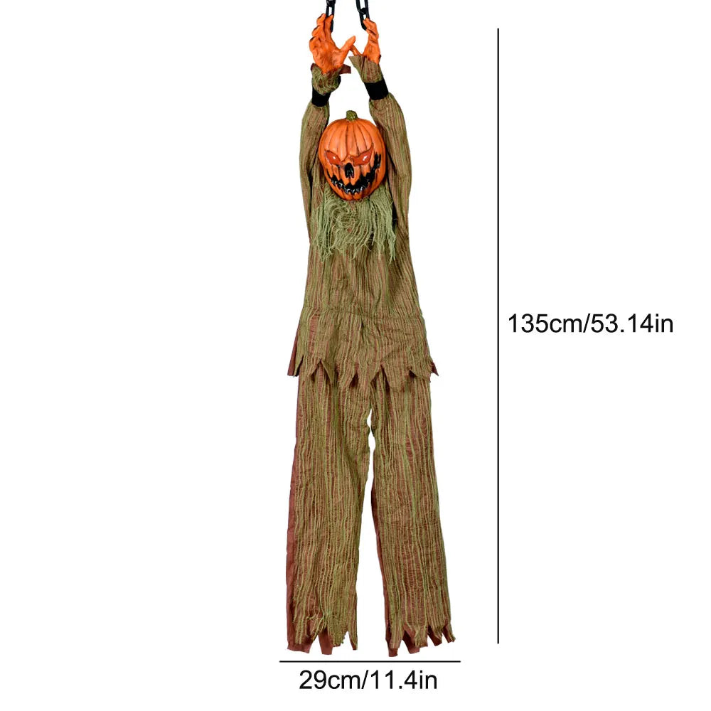 1PC Halloween Decoration Hanging Pumpkin Head Scream Sound Party Prop Haunted House Parties Home Decor Funny Electric Toys