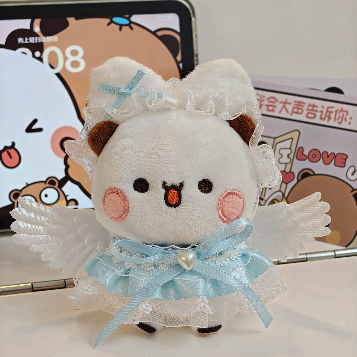 12cm Official Original Panda Bubu And Yier Outfit Change Plush Toy , Bubu And Dudu Plush Pendant Doll Gift