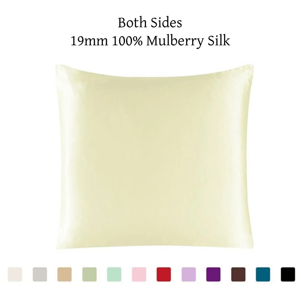 100% 19mm Mulberry Silk Zipper Pillowcase Cushion Pillow Case Cover Solid Multicolor