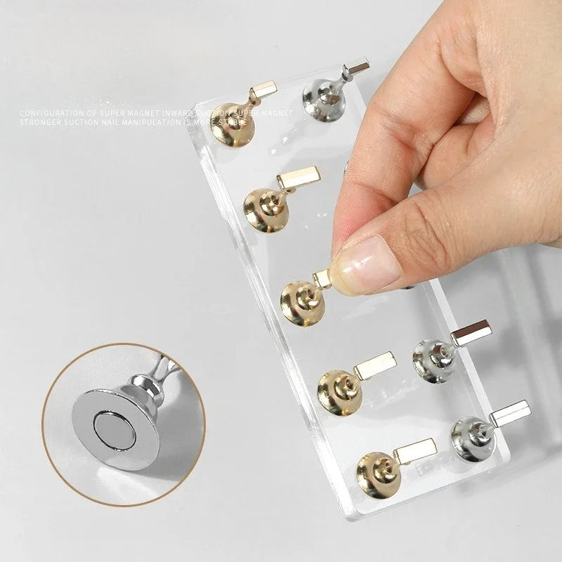 10/5Pcs Transparent Aurora Nail Stand Magnetic False Nail Tips Holder Press on Nails Display Rack Acrylic Nail Painting/Training