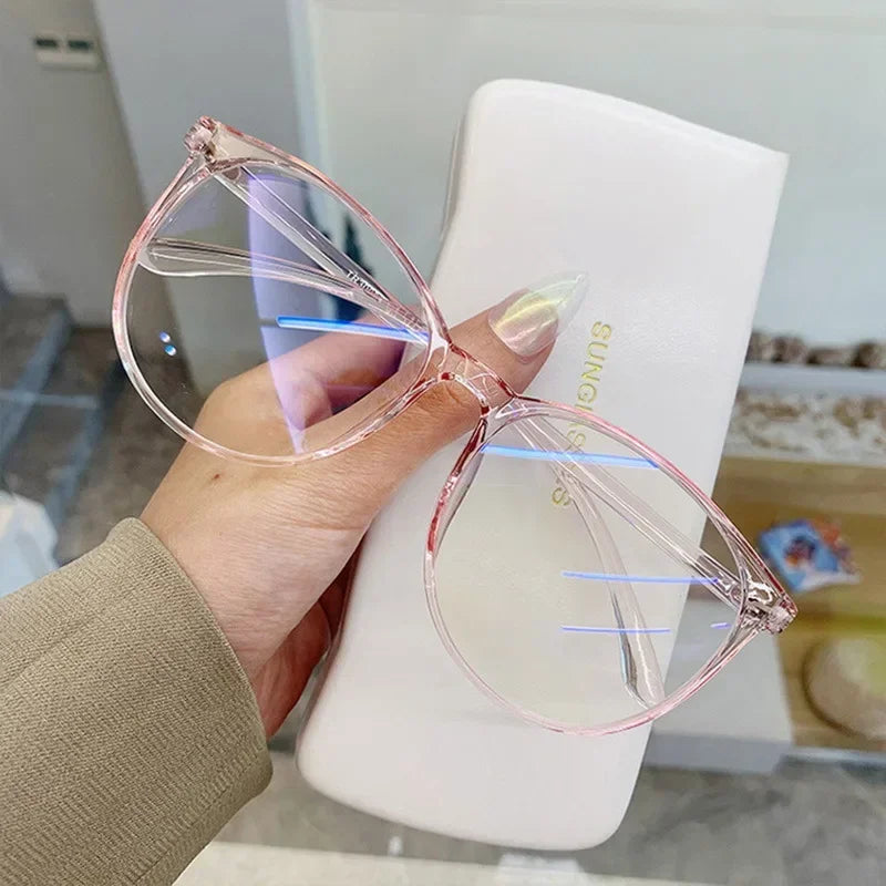 Transparent Computer Plano Glasses Round Frame for Women Men Anti Blue Light Clear Eyewear Blocking Optical Spectacle Eyeglasses