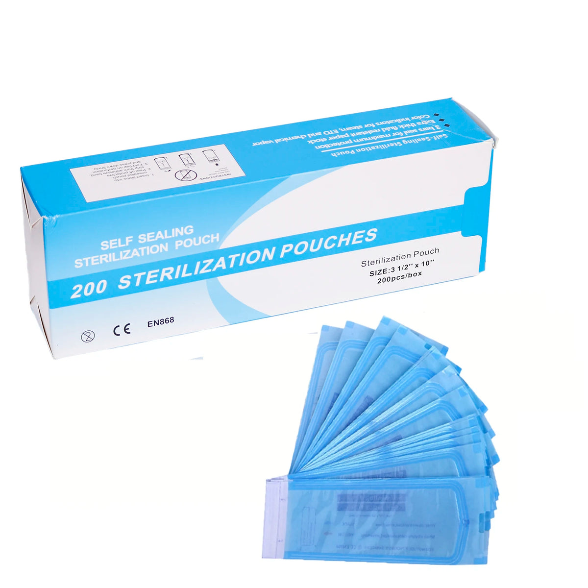 200 Pcs Tattoo Sterilization Pouch 2 Sizes Disposable Puncture Self-sealing Bag Medical-grade Nail Art Tattoo Accessories