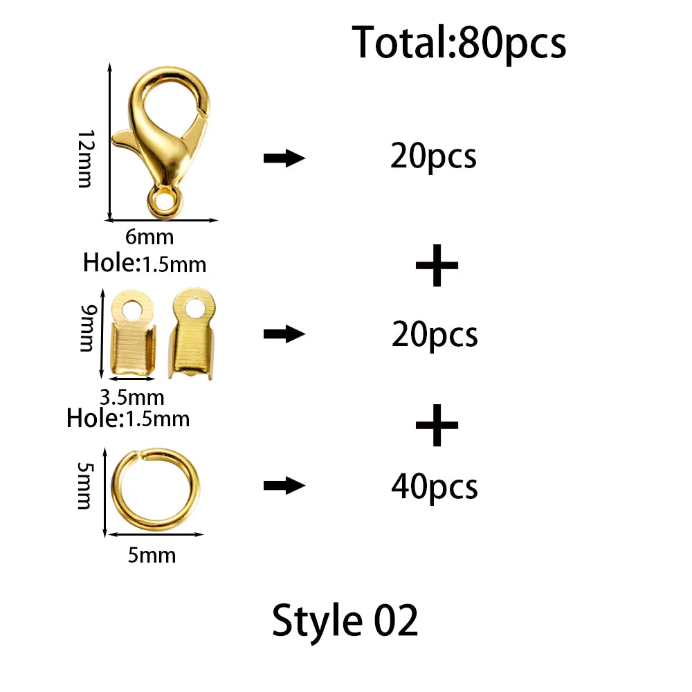 80Pcs/lot Alloy Lobster Clasp Jump Rings Connector Clasp Crimp End For Bracelet Necklace Chains DIY Jewelry Making Supplies
