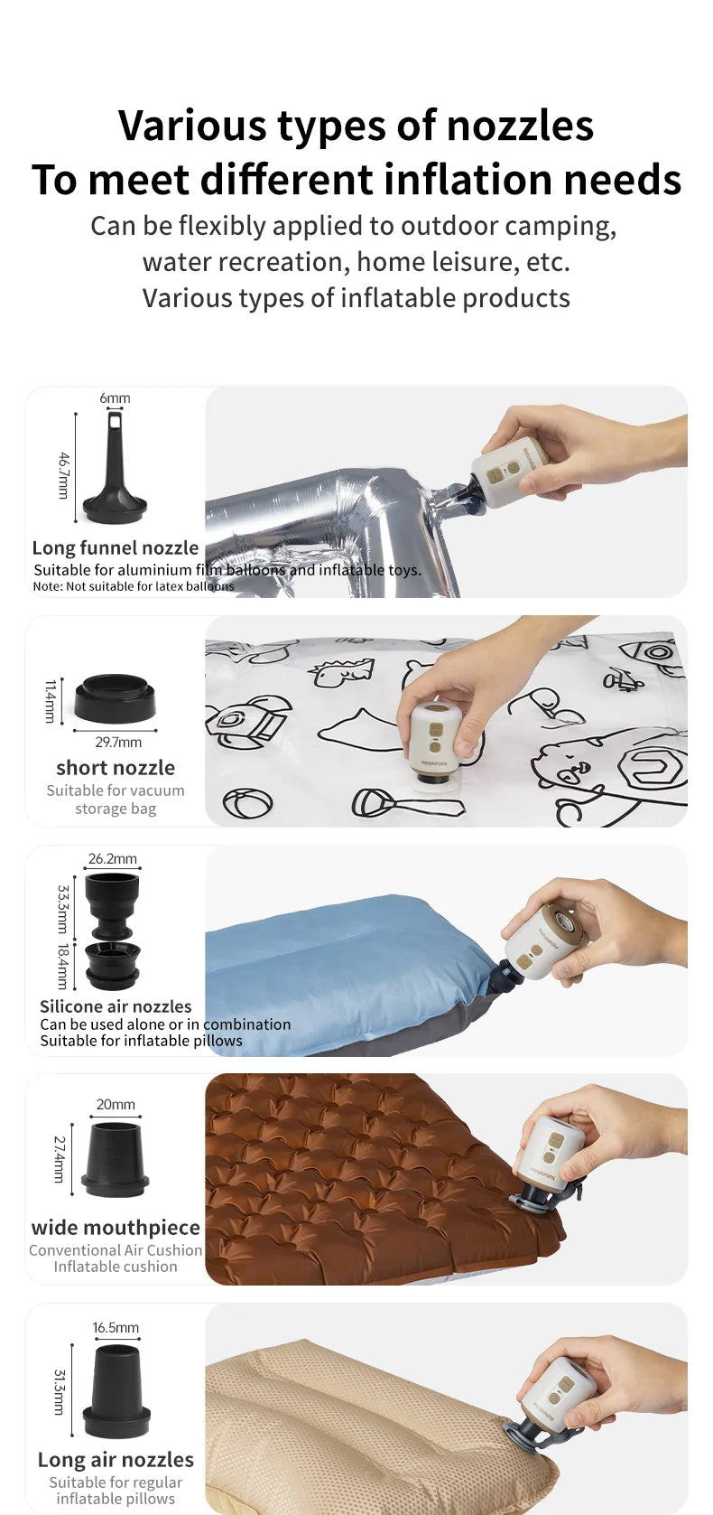 Naturehike Multi-function Air Pump Outdoor Mini Portable Fast Charge Air Pump For Inflatable Mat Travel Camping Pump