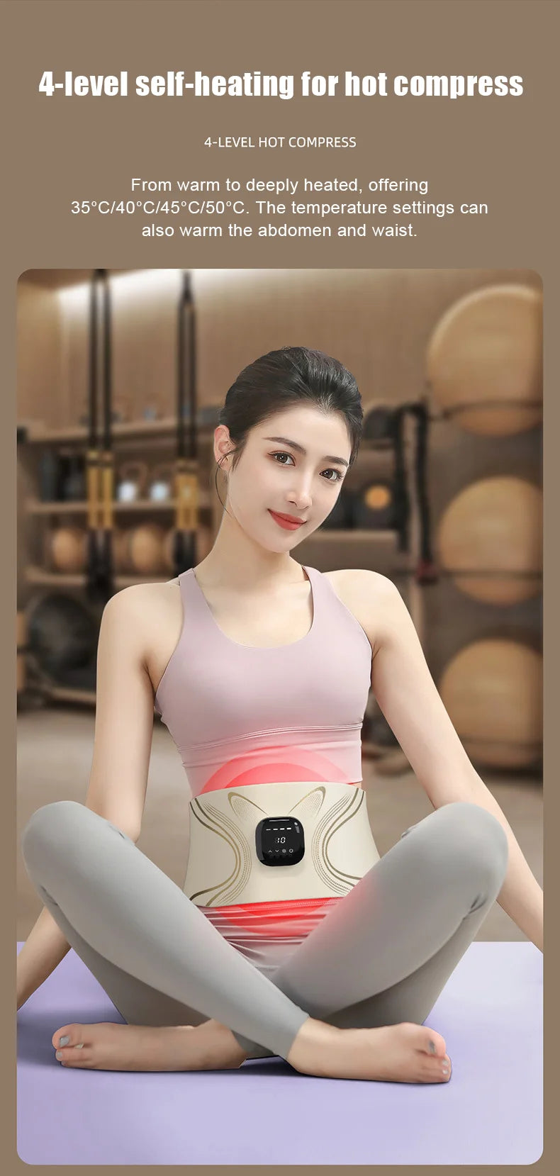 New Electric Abdominal Massager with 4 Temperature Settings and Pulse Massage Function for Fat Burning and Weight Loss Vibrator