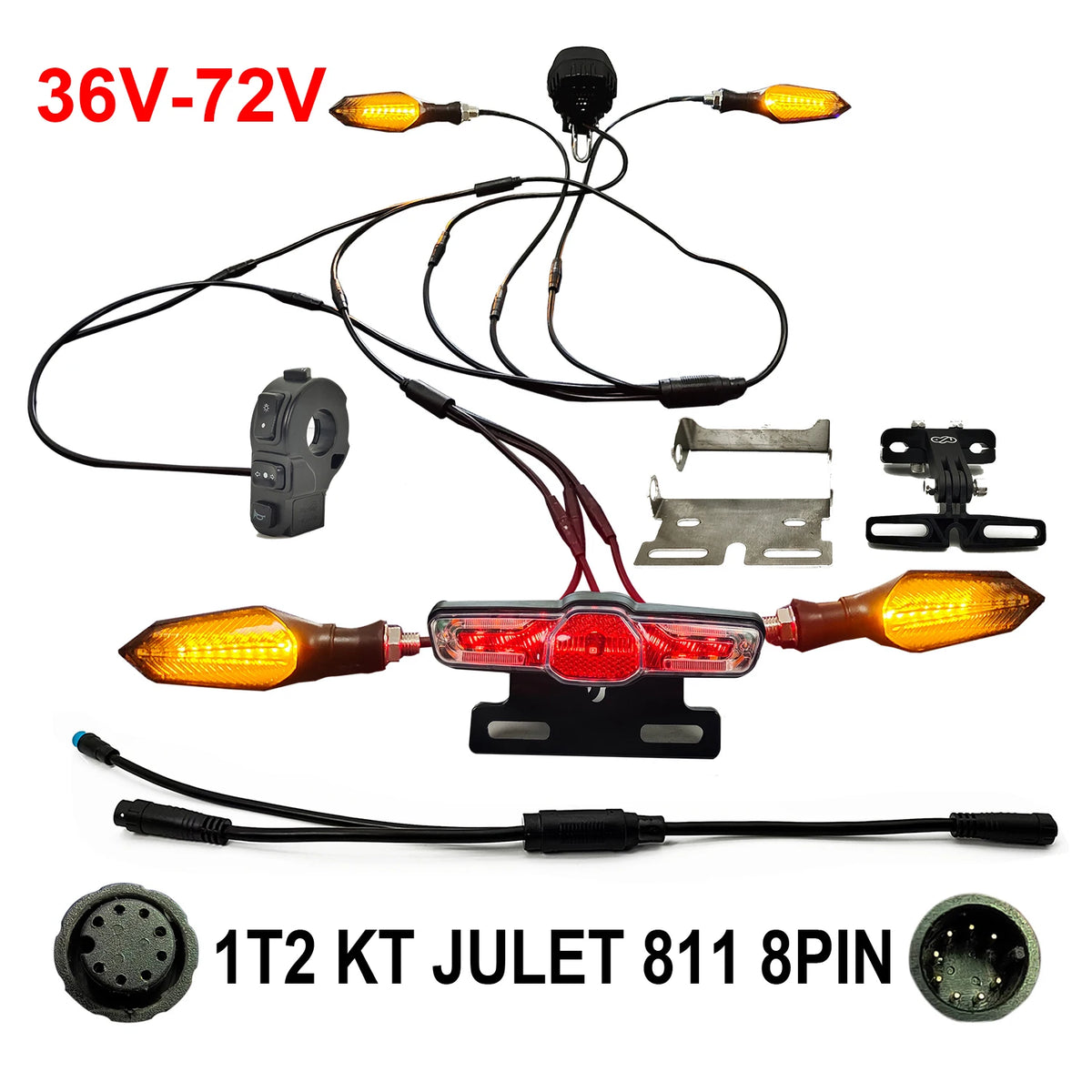Ebike 05X Light Kit 36V 48V 52V 60V 72V Headlights Horn Turn Signal Brake Lights For JULET 811 911 813 913 DIY BBS 01 02 HD