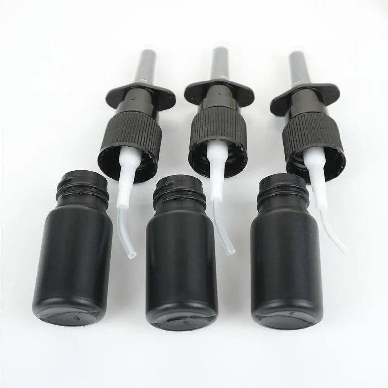 20/50/100pcs Customized 10ml HDPE Black Nasal Spray Bottle with Fine Black Nasal Sprayer Empty White Mist Nose Sprayer Bottle