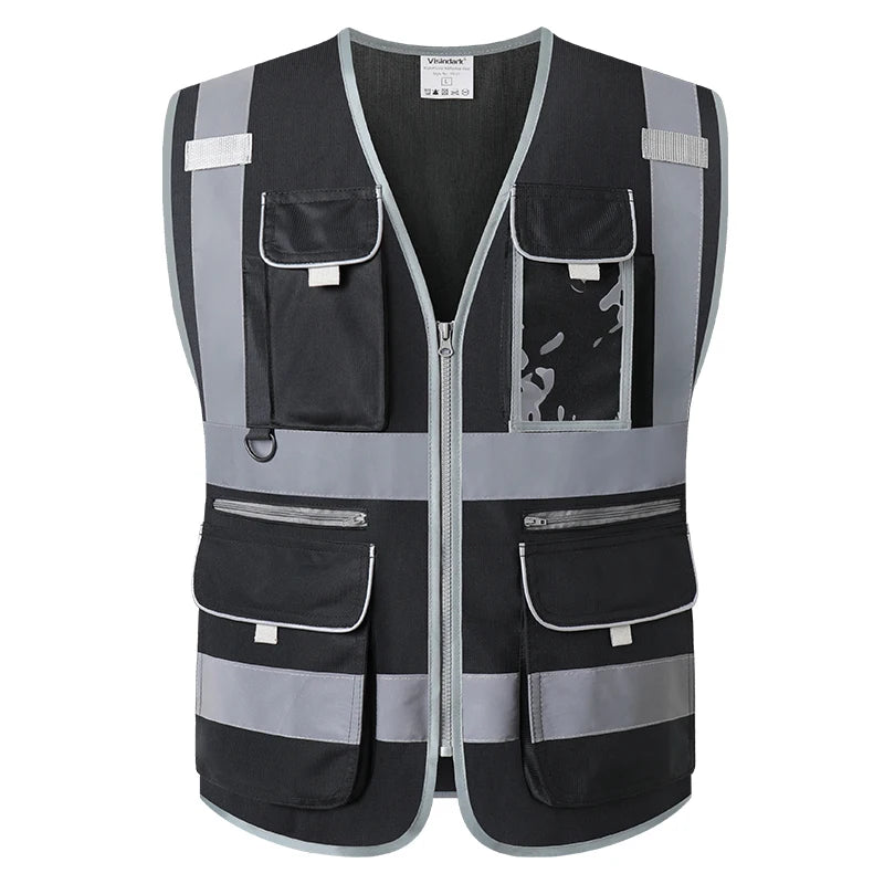 Multi Pockets Class 2 Night Working Vest Men Construction Work Clothes