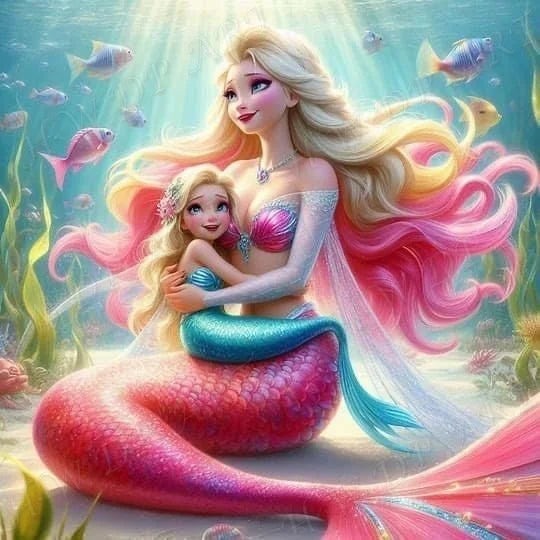 100% Fairy Dust Diamond Painting Mermaid Picture Square Mosaic Embroidery Cartoon Wall Art Diamond Art Full Crystal Home Decor