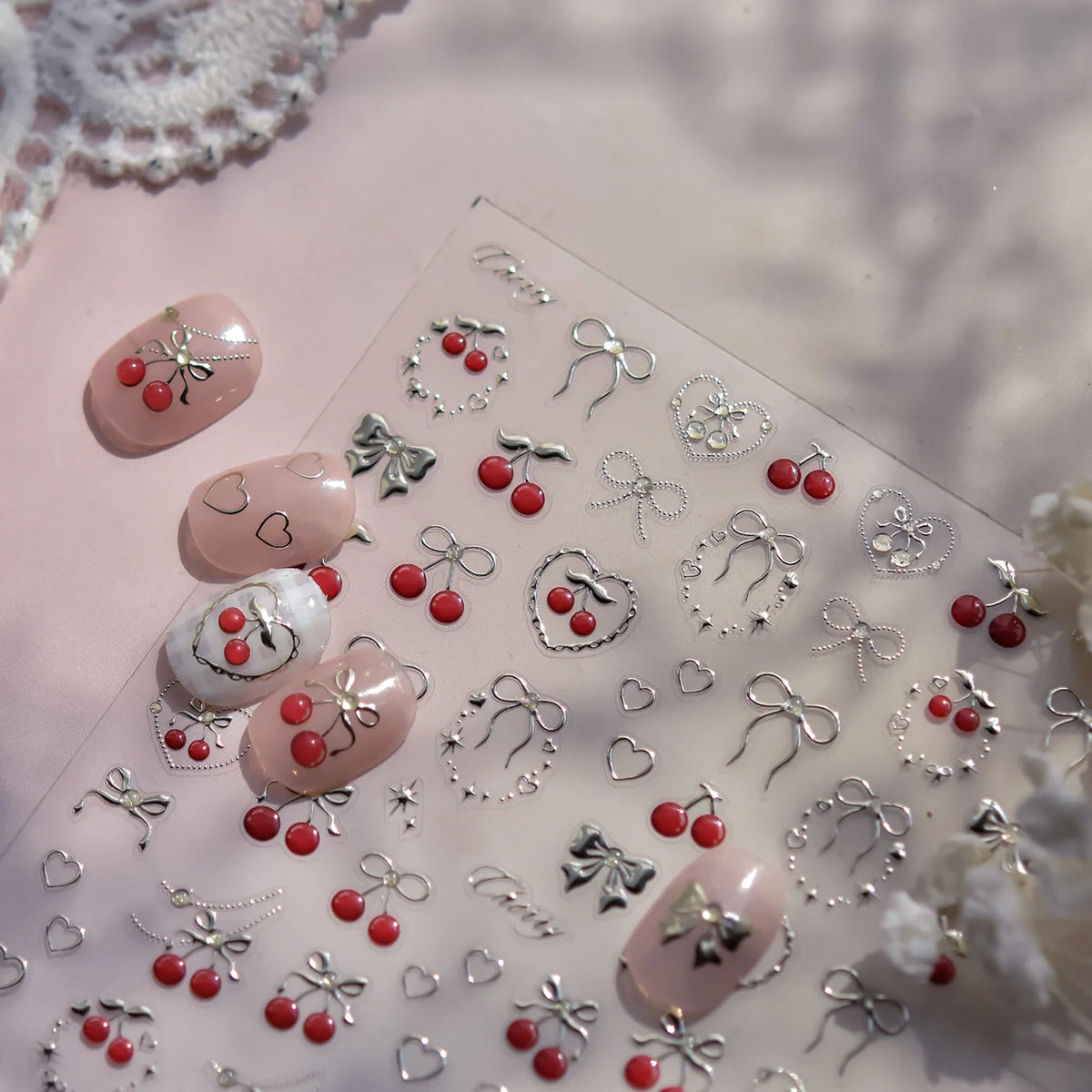 1pcs 5D Shell Light Nail Stickers Fashion Gold Border Love Heart Bowknot Moon Star Art Decal High Quality Manicure Decorations