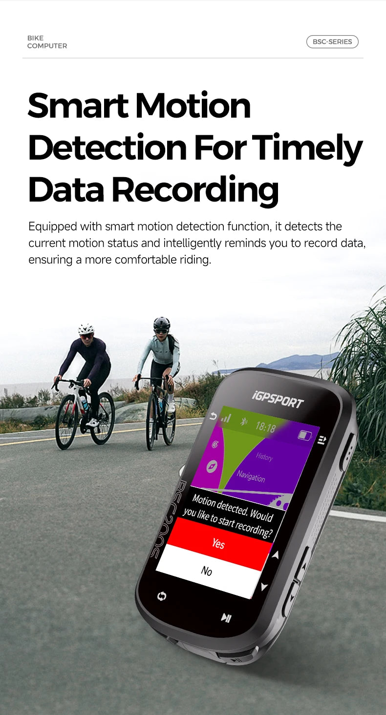 iGPSPORT BSC200S GPS Route Navigation Bike Computer Colorful Screen Wireless Bicycle Speedometer Cycling Odometer Bluetooth Ant