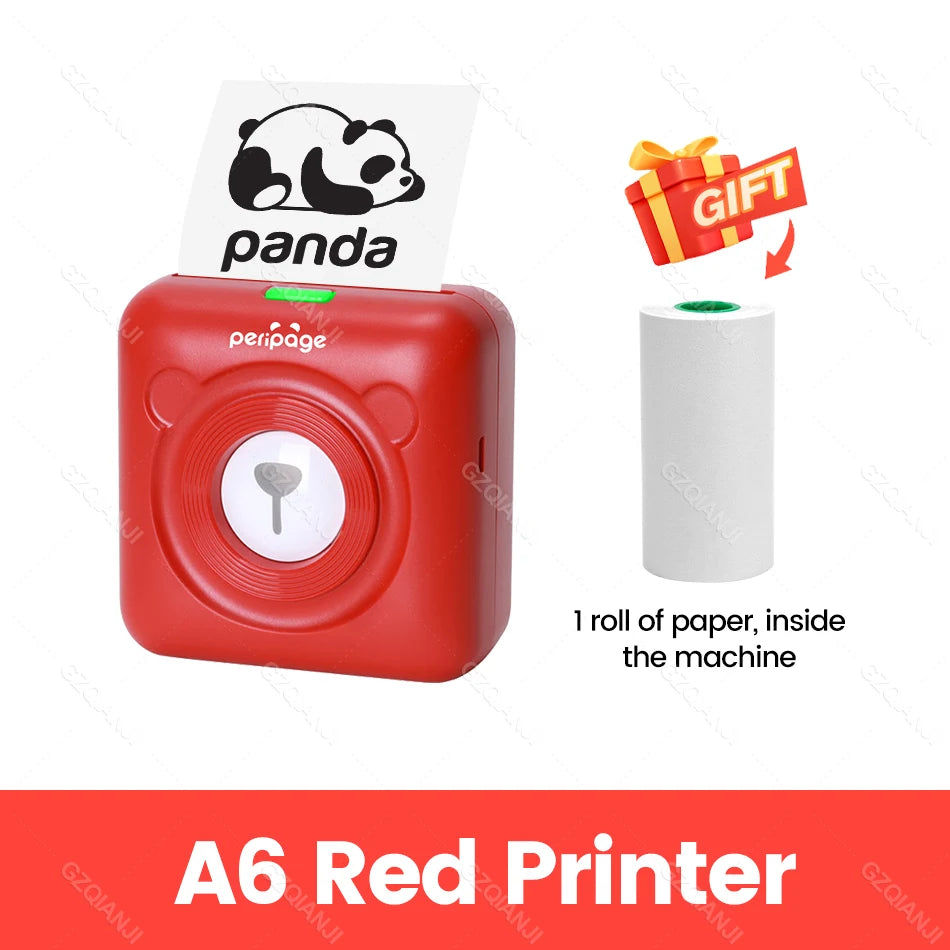 PeriPage A6 Mini Portable Thermal Printer Photo Pocket Label Sticker Printer Color Paper Roll 58mm Wireless Picture Print Maker