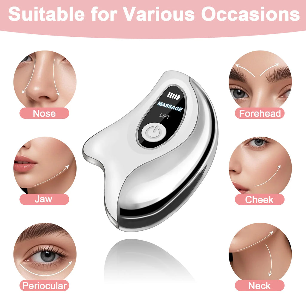 Electric Gua Sha Heated Device Red Blue Light Face Vibration Massager Scraping Board for Skin Rejuvenation Face Lifting Machine