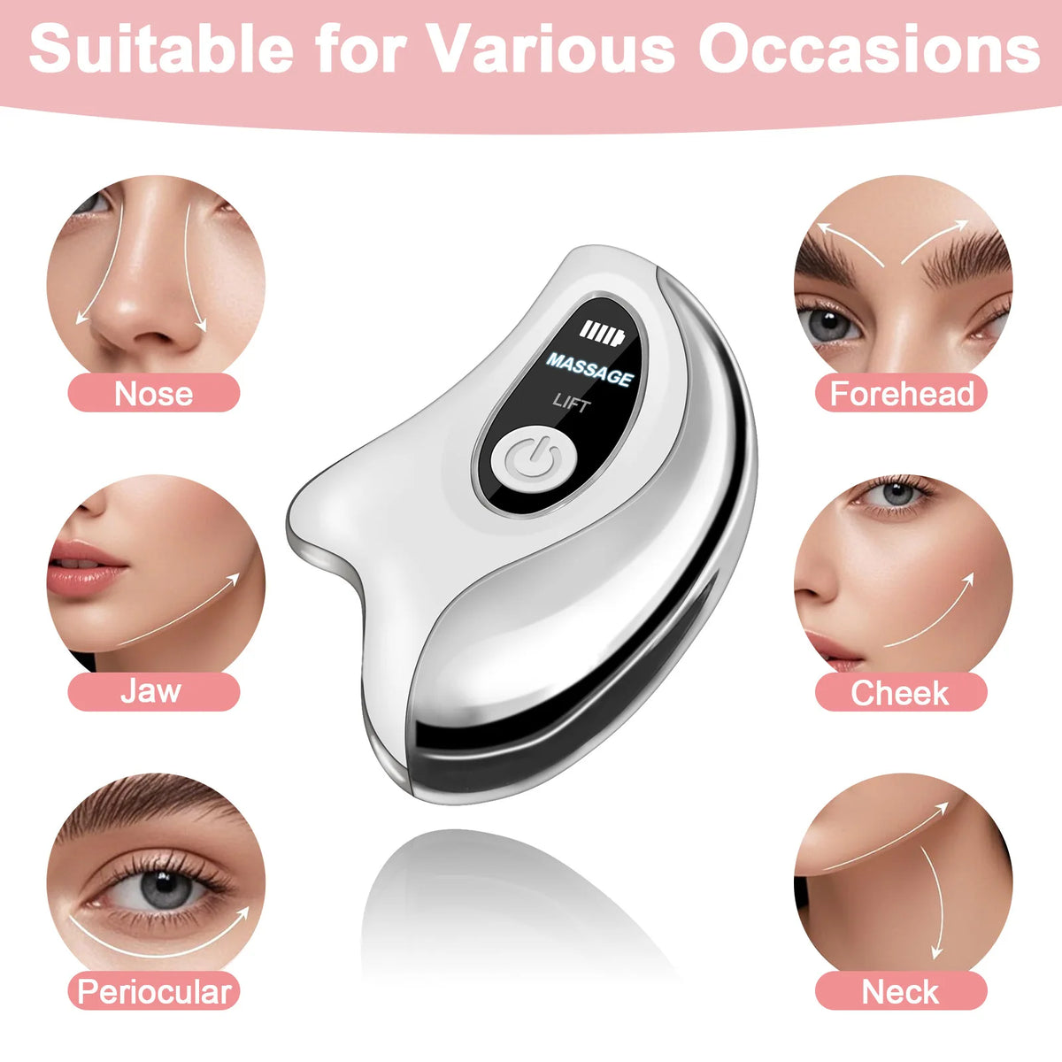 Electric Gua Sha Heated Device Red Blue Light Face Vibration Massager Scraping Board for Skin Rejuvenation Face Lifting Machine