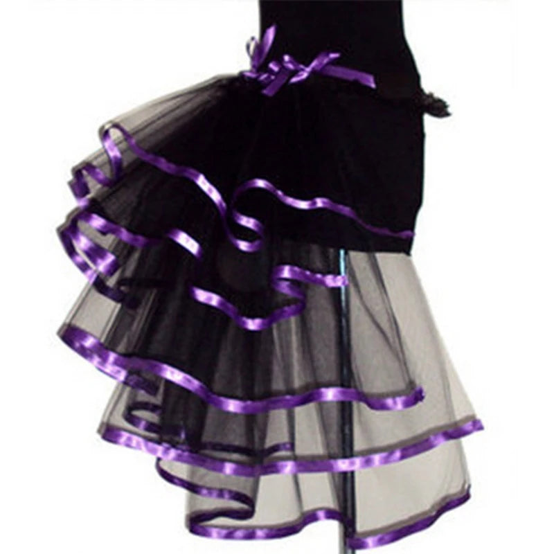 Summer Victorian Steampunk Bustle Skirt 5 Layered Tie-on Belt Tulle Tutu Overskirt Dance Performances Halloween Cosplay Costume