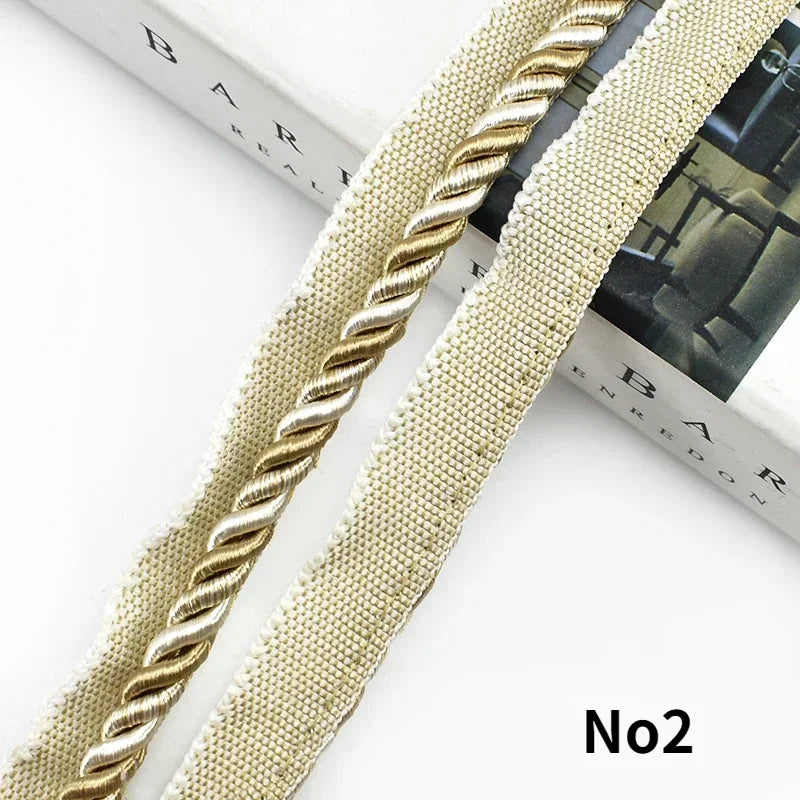 2/6/12M Meetee 6mm Two-color Lace Rope Trim Decorative Strap Webbing Cord for Sofa Curtain Sewing Handmade Material Accessories