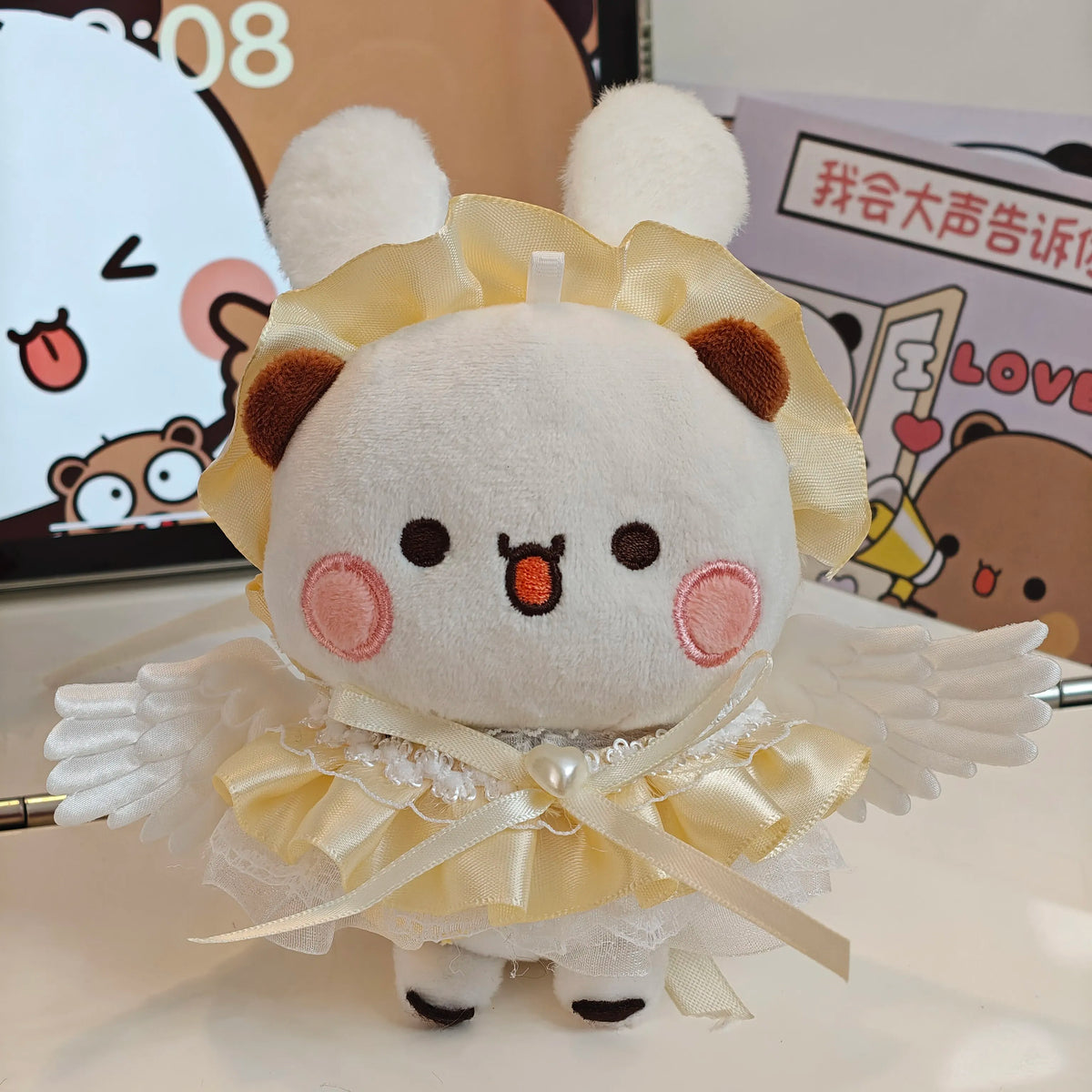 12cm Official Original Panda Bubu And Yier Outfit Change Plush Toy , Bubu And Dudu Plush Pendant Doll Gift