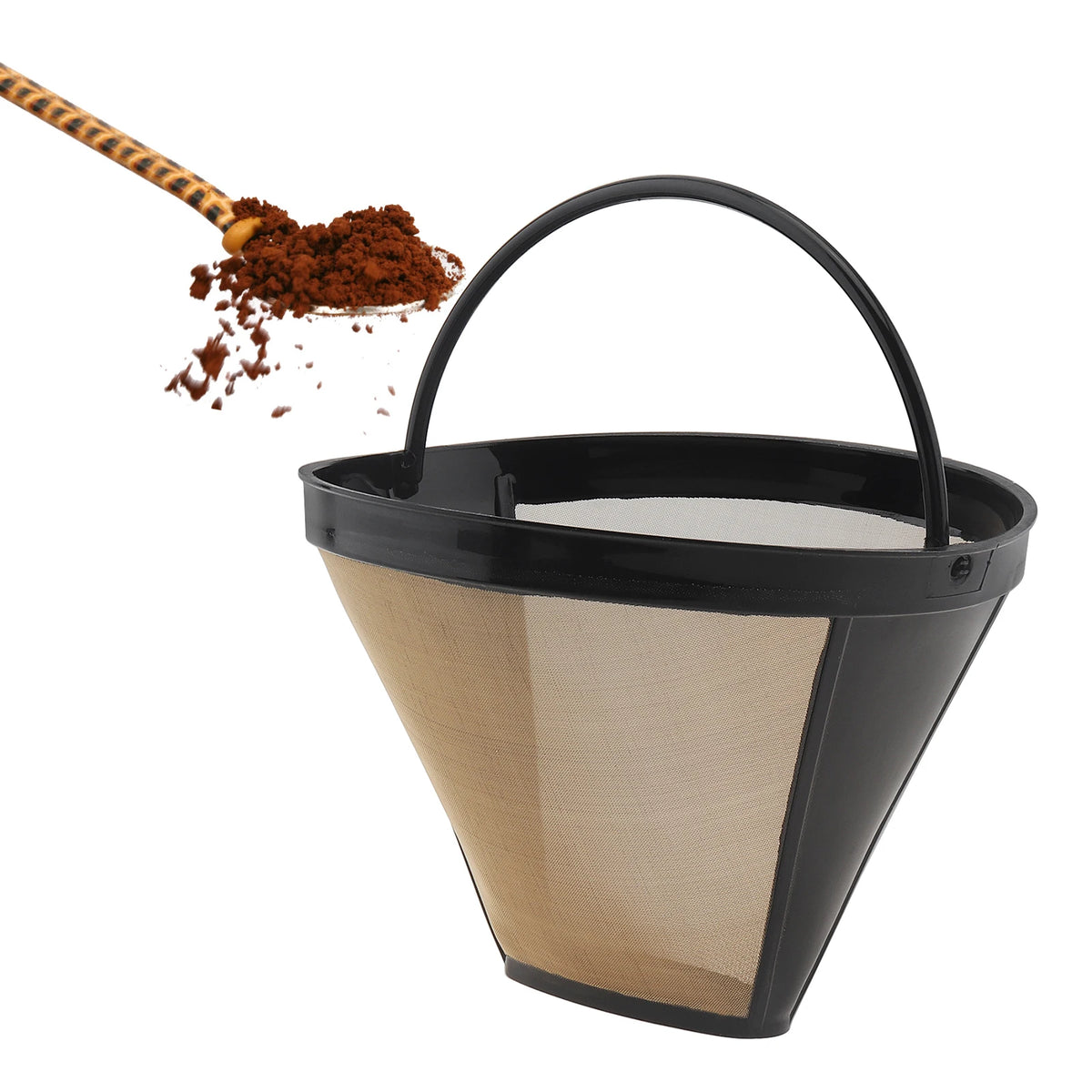 10-12 Cups Reusable Coffee Filters Universal Coffee Filter Basket Coffeeware Spoon Strainer Tea Brewer Home Kitchen Accessories