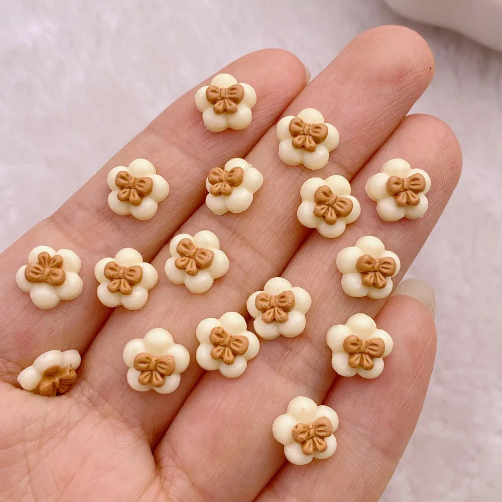 50 pieces mini cute cartoon popsicles, bear, rabbit series nail art charm flat bottom 3D nail decoration DIY nail accessories