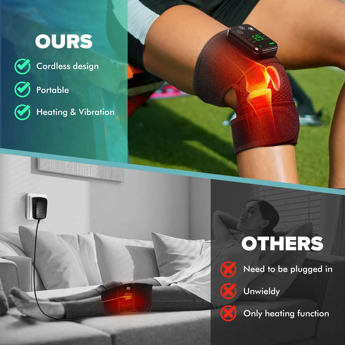 Rechargeable Knee Massager 3 Gear Vibration Massage Adjustable Shoulder Brace Electric Heating Pads Leg Knee Warmer