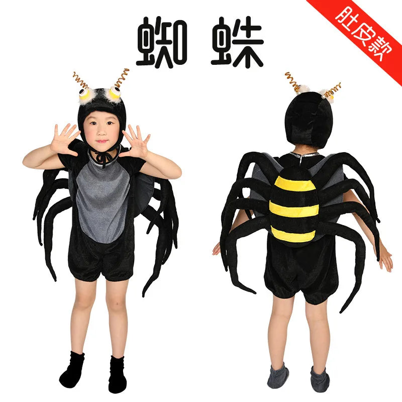Children’s Spider Crab Plush Animal Style Halloween Festival Birthday School Stage Role Play Cotton Dress Outfit For Boys Girls