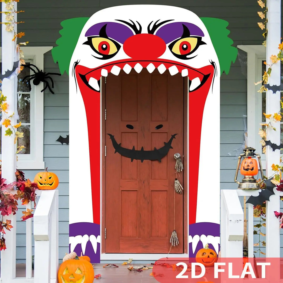 1set Halloween Clown Banner, Background Clown Door Decoration Halloween Horrible Banner Decor for Wall Window Party Supplies
