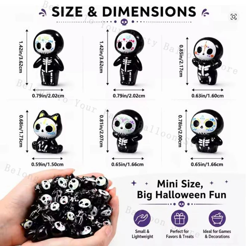 12-48Pcs Halloween Mini Resin Miniature Ghost  Figurines Cute Tiny Death Crafts Halloween Ornament Spooky Party Tabletop Decor