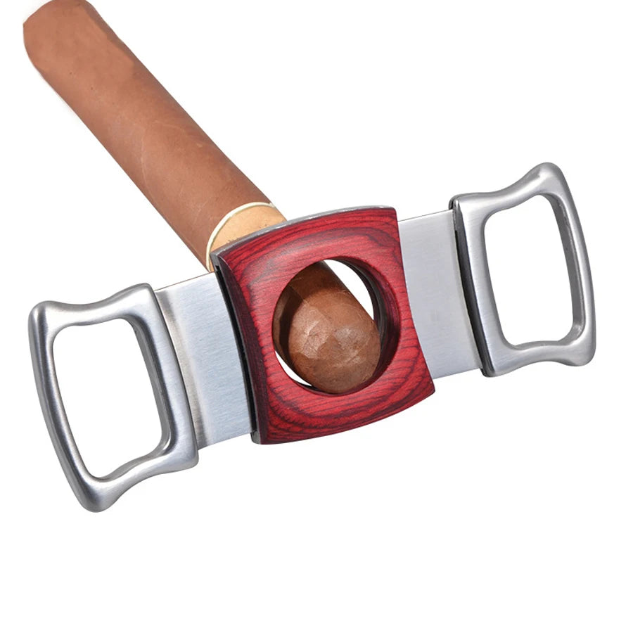 Flame Lover Cuba Cigar Cutter Guillotine Puncher Scissors Knife Stainless Steel Wood Double Sharp Blades Cutting Accessories