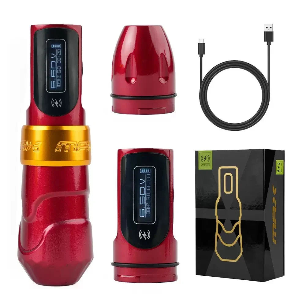 MAX Tattoo Machine Pen 4.0mm Stroke Professional Body Art Makeup Rechargeable LED Digital Display Battery Wireless Pen Machine
