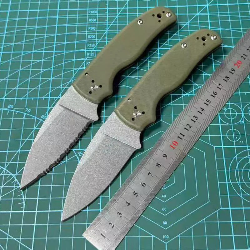 Liei Store Spy-C229GP Folding Knife 3.46" S30V Stonewashed Serrated Blade, G10 Handles - C229