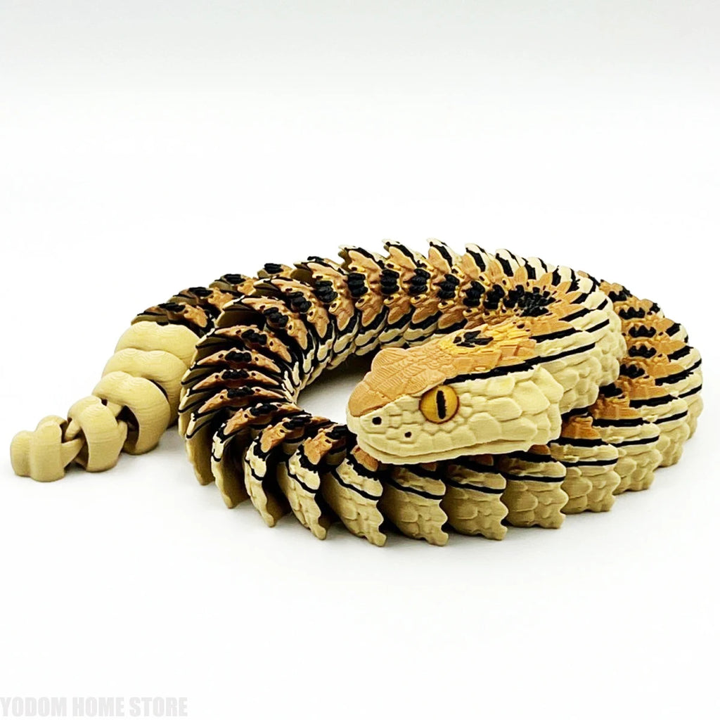3D Printed Delicate Multi-jointed Movable Rattlesnake with Teeth for Home Accessories Desk Decoration Kids Halloween Scare