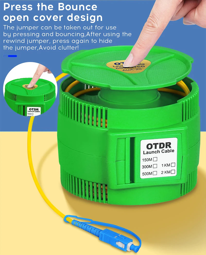 AUA-20 Single Mode 1KM OTDR Launch Cable Fiber Optic Testing Extension Cable SC/FC/ST/LC(A/UPC) Fiber Ring Dead Zone Eliminator