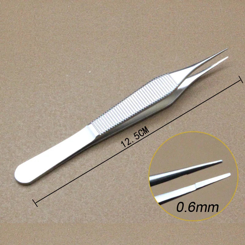 1pcs Ophthalmic Tweezers Tissue Forceps Stainless steel Teethed Platforms Forceps Surgical Instruments 120mm