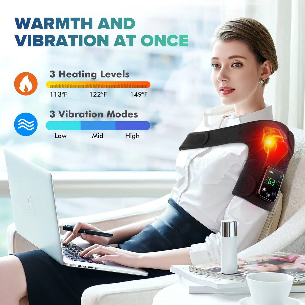 Rechargeable Knee Massager 3 Gear Vibration Massage Adjustable Shoulder Brace Electric Heating Pads Leg Knee Warmer