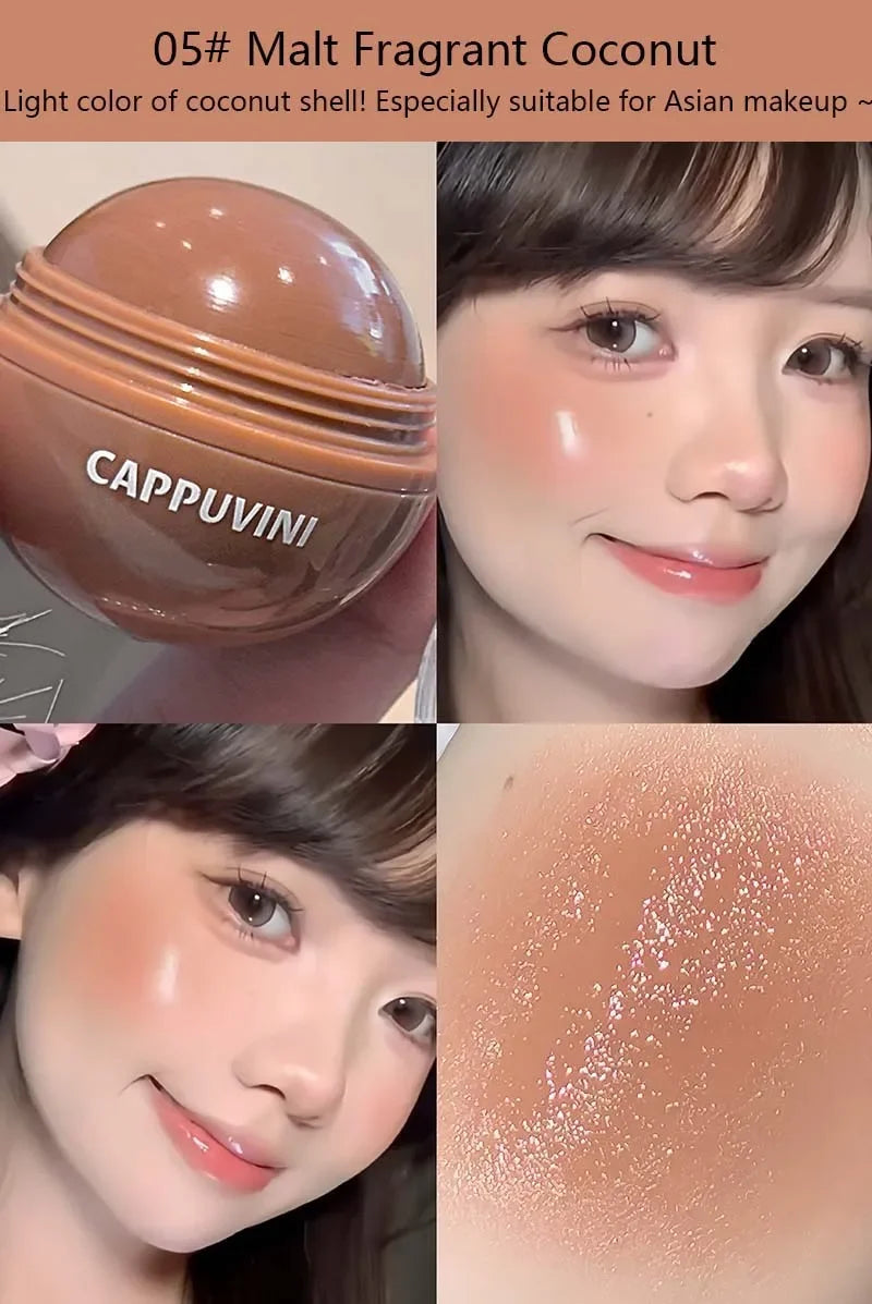 Cappuvini Juice Blush Ball Water Light Blusher Brightening Face Easy Color Multi-Use Blush Makeup Suitable for Lips and Cheeks