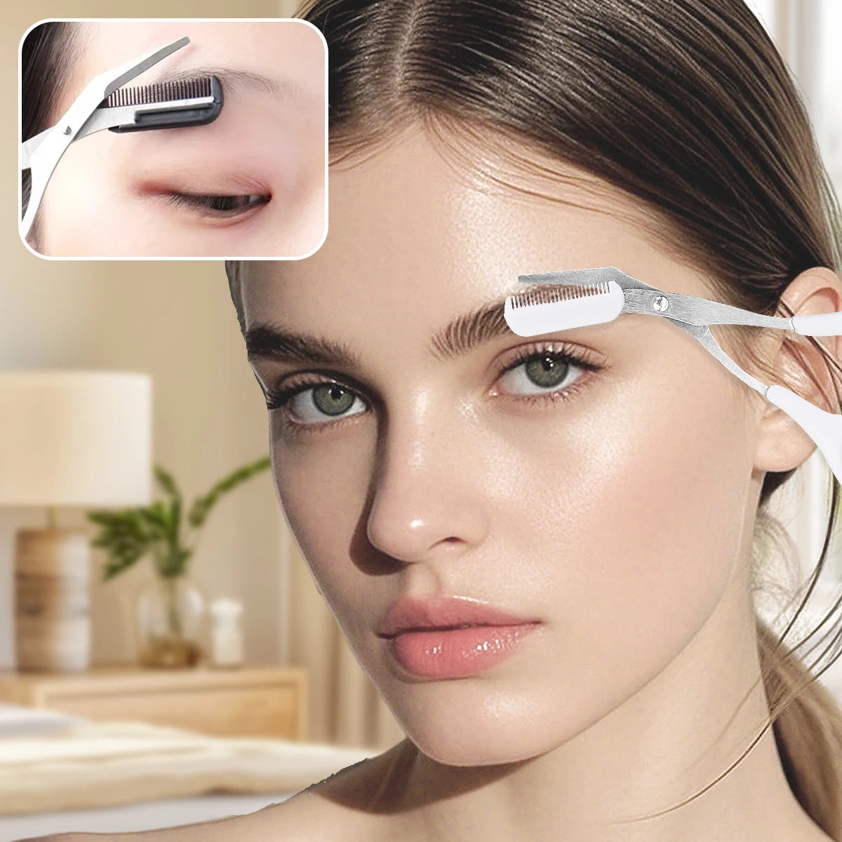 1PC Eyebrow Trimmer, Professional Eyebrow Trimmer with Comb Eyebrow Scissors, Suitable for Men and Women, Christmas Gift