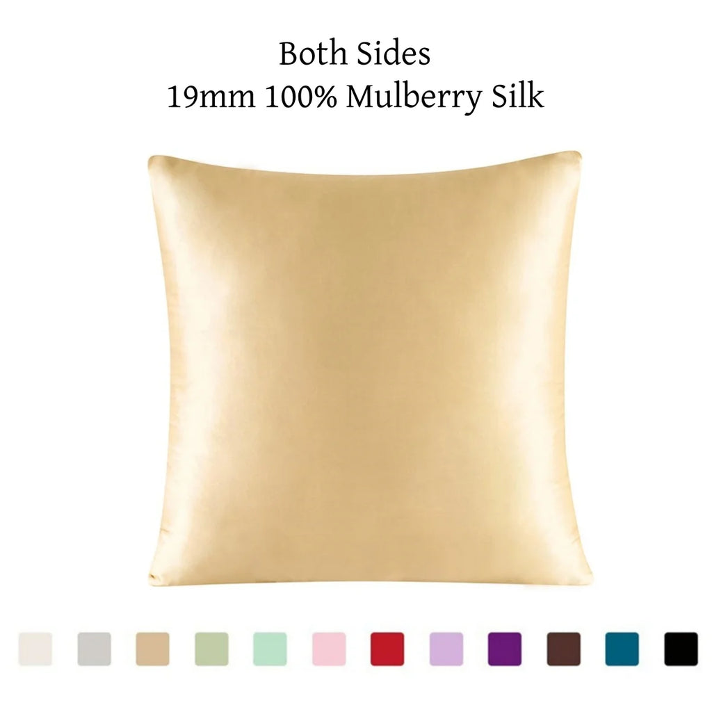 100% 19mm Mulberry Silk Zipper Pillowcase Cushion Pillow Case Cover Solid Multicolor
