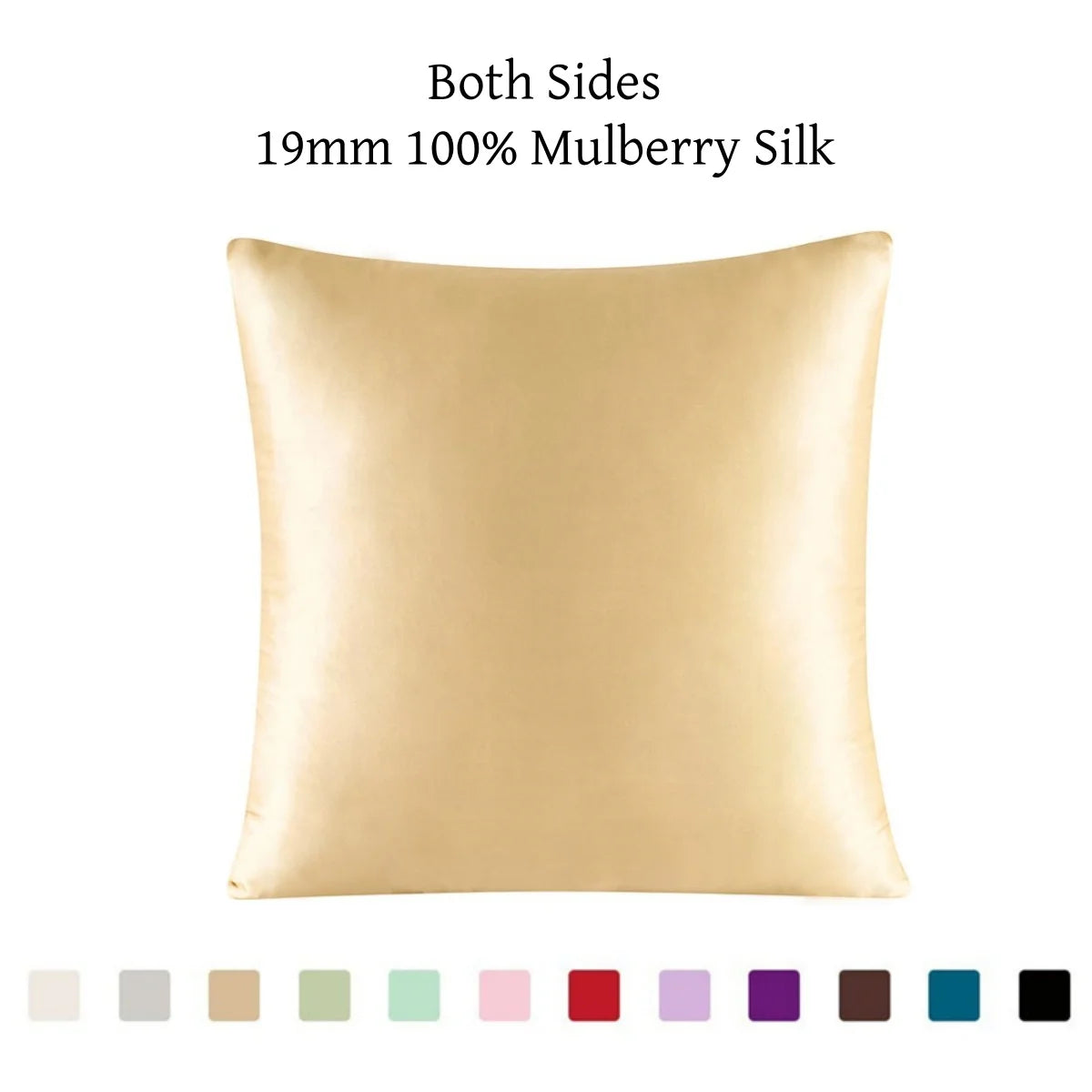 100% 19mm Mulberry Silk Zipper Pillowcase Cushion Pillow Case Cover Solid Multicolor