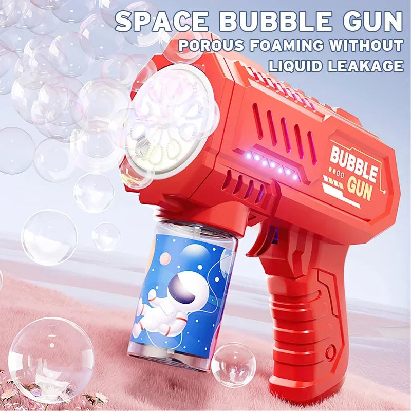 Fully Automatic Bubble Gun Rocket Bubbles Machine Automatic Blower with Bubble Liquid Toys for Kids Beach Outdoor Bubble Gifts