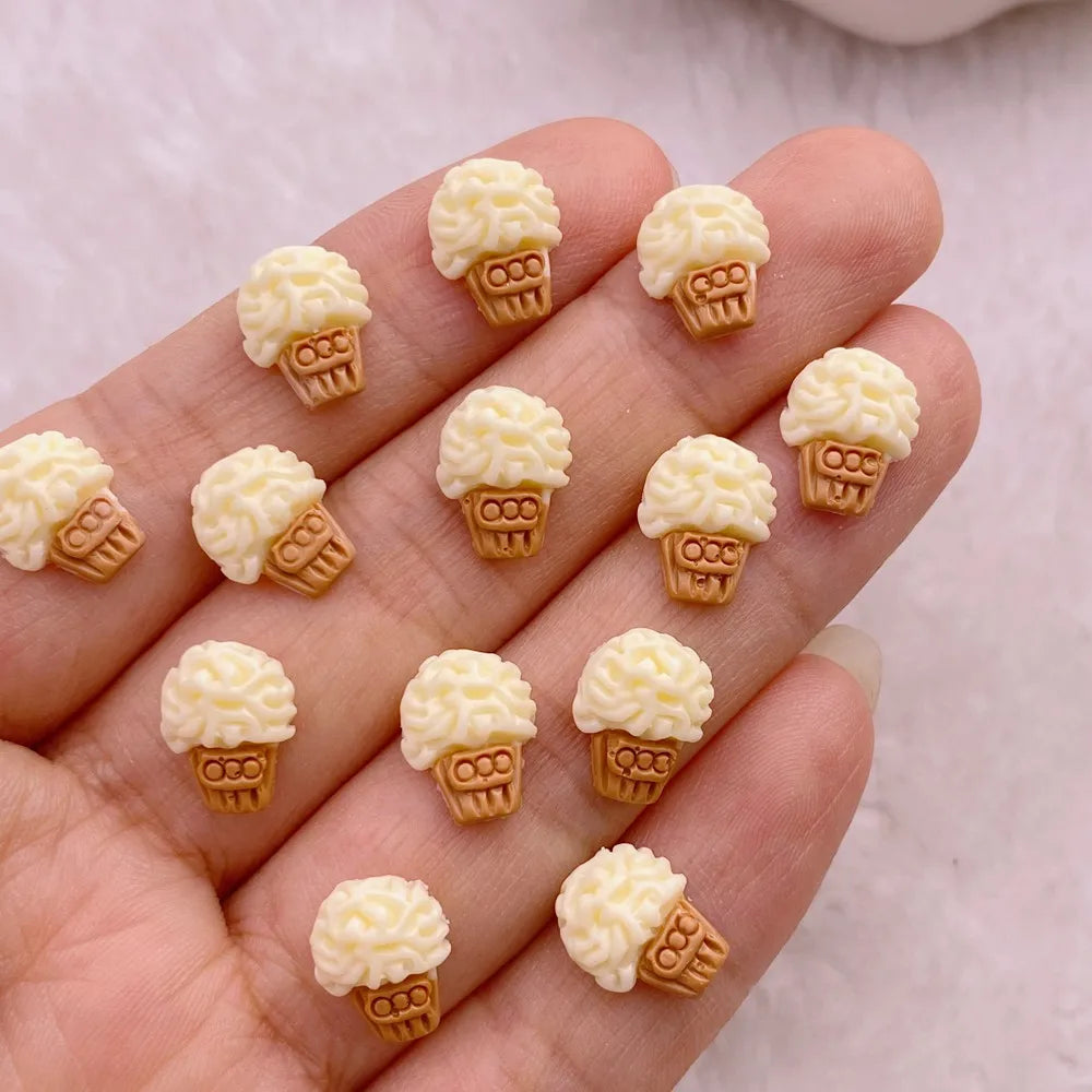50 pieces mini cute cartoon popsicles, bear, rabbit series nail art charm flat bottom 3D nail decoration DIY nail accessories