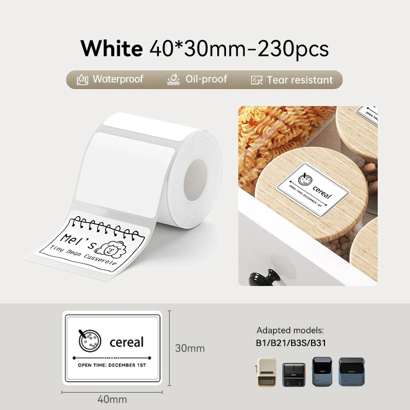 Niimbot Thermal Label for B21/B3S/B1 Printer Waterproof Label Business Shipping Address Labeling Replacement with Self-Adhesive