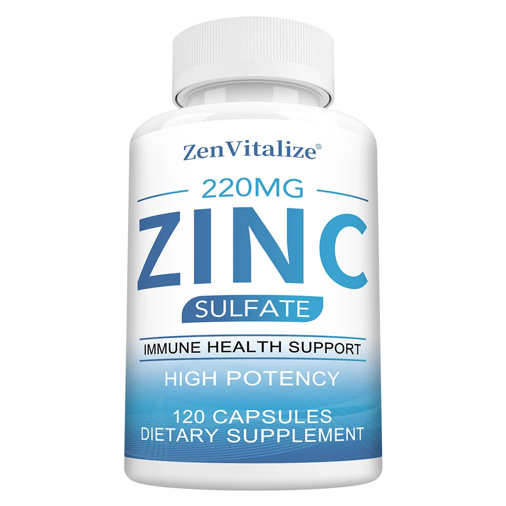 ZenVitalize Zinc 220Mg [High Potency] Supplement – Zinc Sulfate for Immune Support System