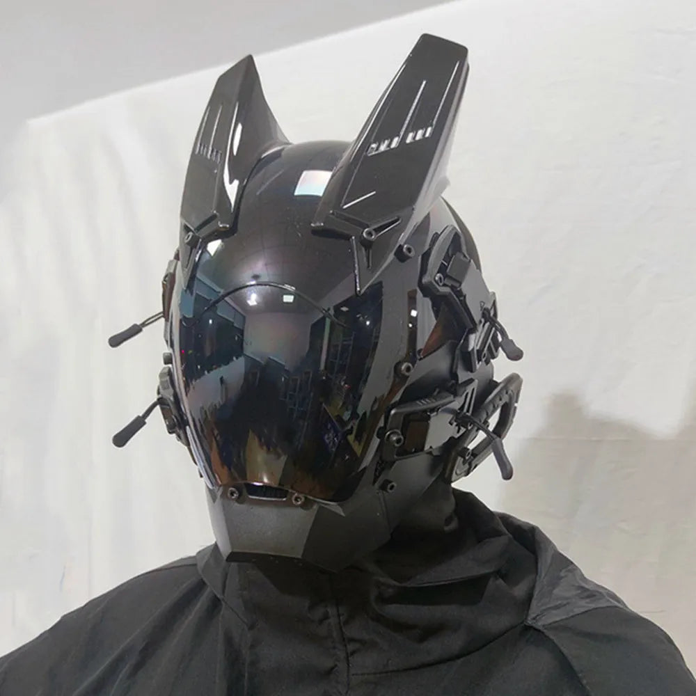Cyber punk Mask LED Hairstyle Braid Halloween Christmas Role Playing Helmet Party Adult Gift ﻿